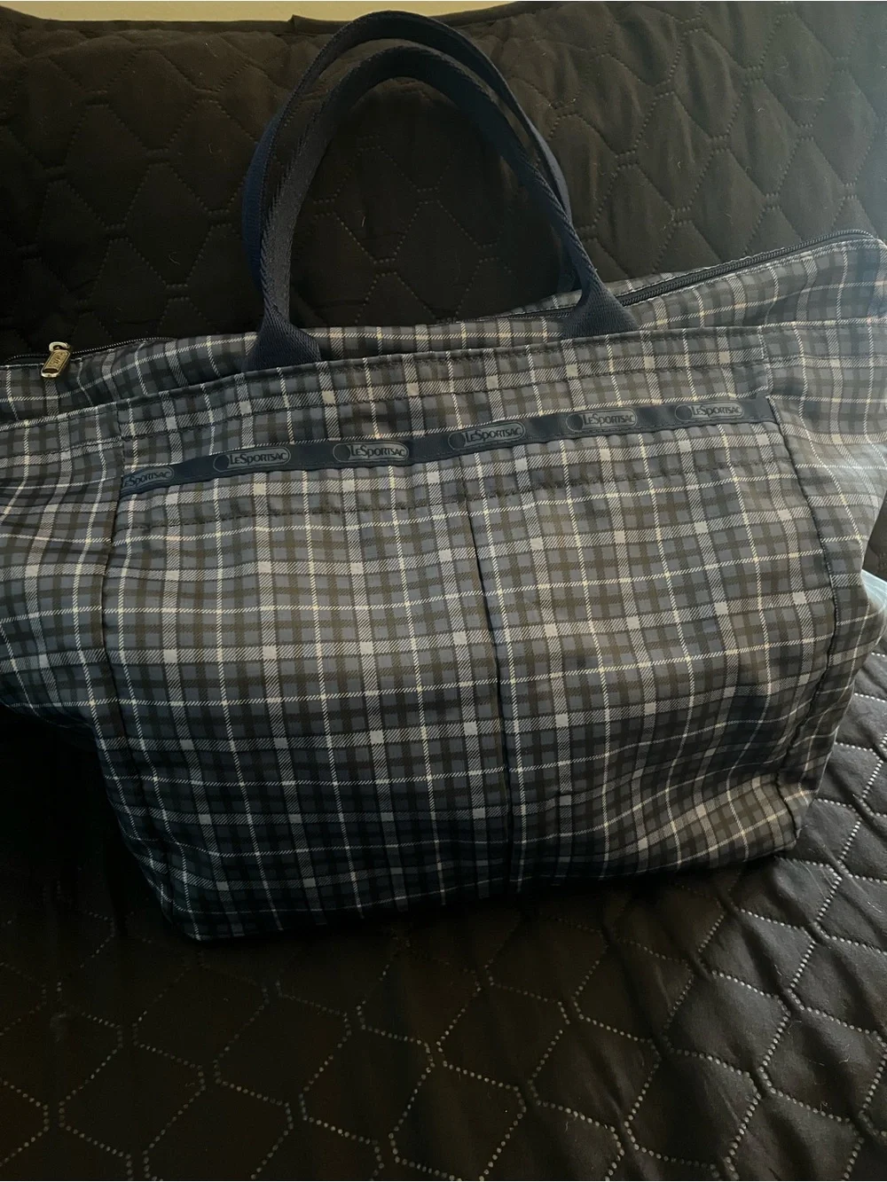 LeSportsac Vintage Plaid Print Nylon Tote Bag